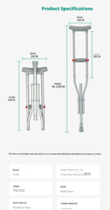 medical underarm crutches, foldable walking aid with fractures, rehabilitation support